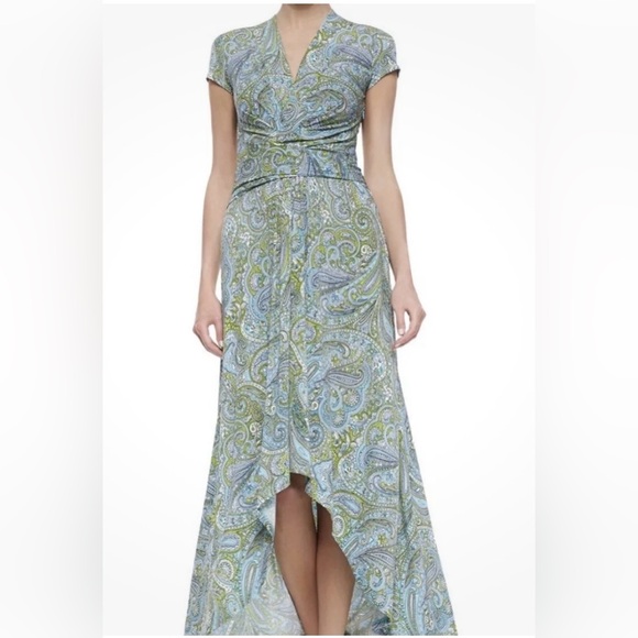Michael Kors Blue and Green Paisley High Low Dress - Picture 1 of 12